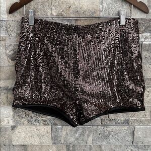 Bozzolo Black and Gold Sequin High Waist Shorts size L